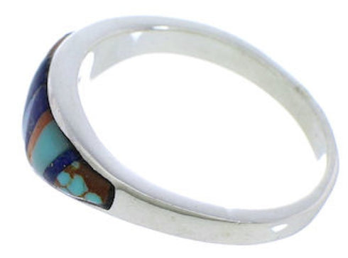 Southwest Multicolor Inlay Sterling Silver Ring Size 5-3/4 VX36820